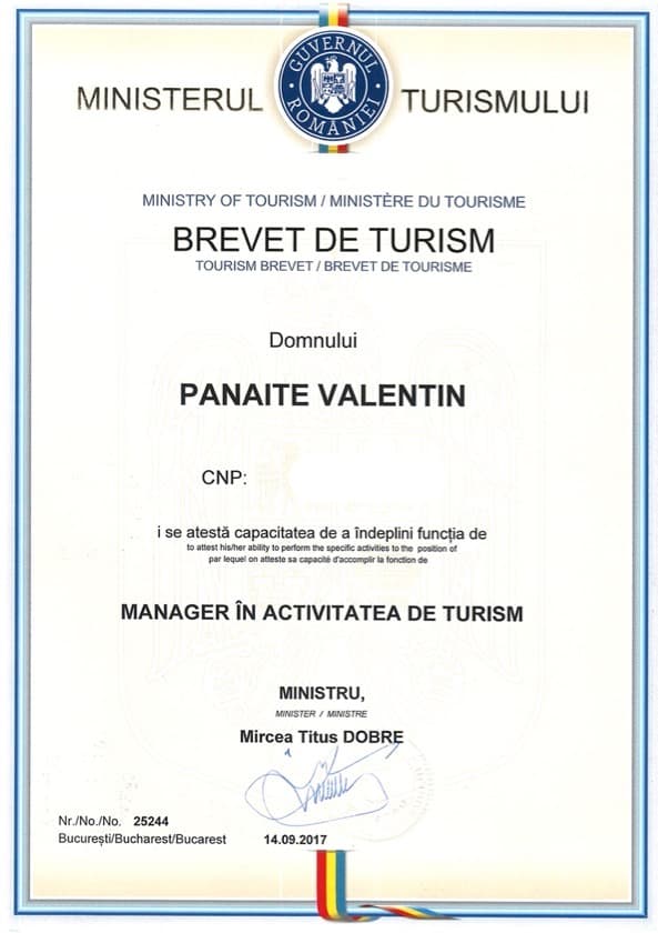 Brevet de turism nr. 25244 — Panaite Valentin